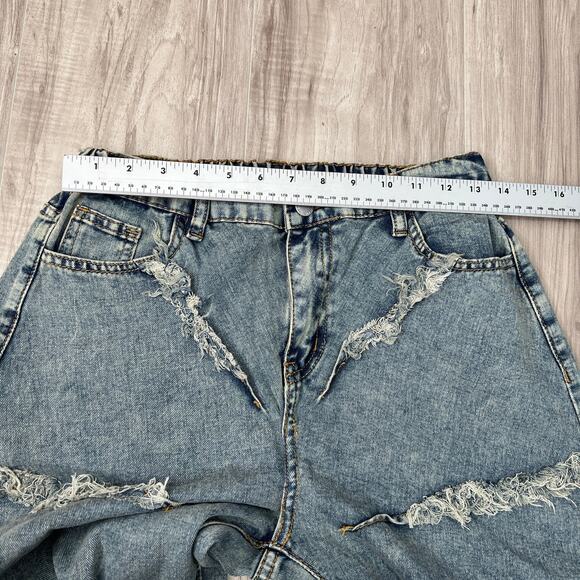 Shein Teen Y2K Style Distressed Baggy Wide Leg Patchwork Denim Jeans Size 16Y - Picture 3 of 9